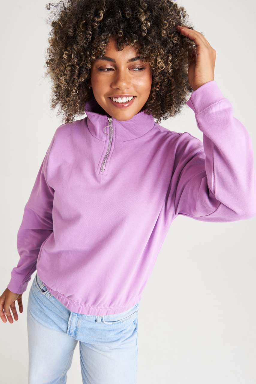 WOMEN'S CROPPED 1/4 ZIP SWEAT