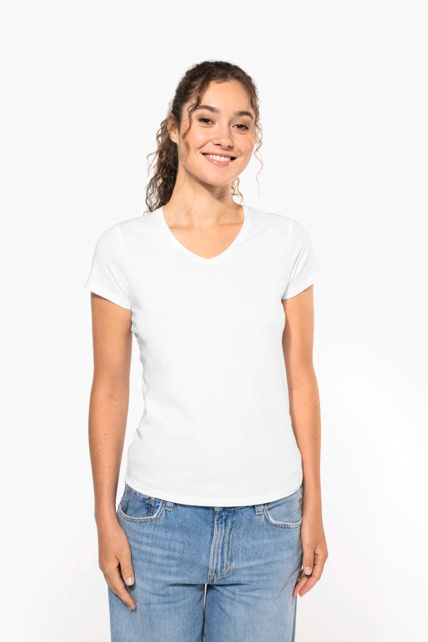 LADIES' SHORT-SLEEVED V-NECK T-SHIRT