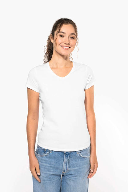 LADIES' SHORT-SLEEVED V-NECK T-SHIRT