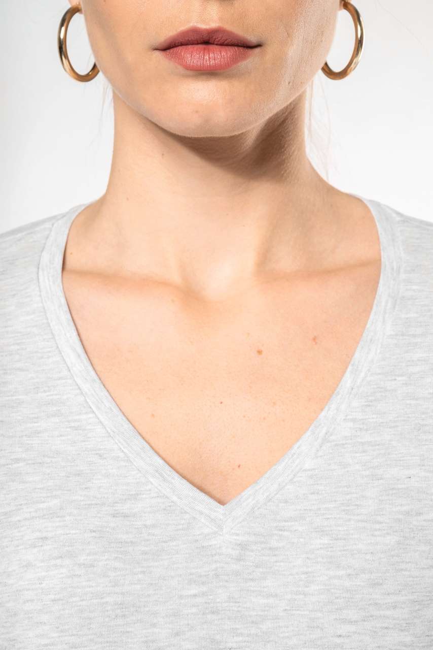 LADIES' LONG-SLEEVED V-NECK T-SHIRT