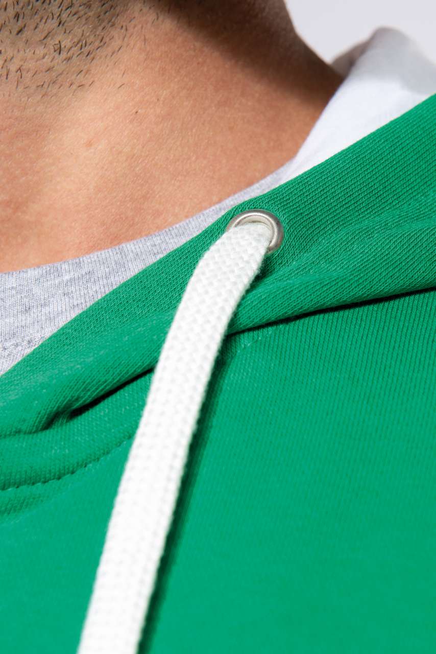 MEN'S CONTRAST HOODED FULL ZIP SWEATSHIRT