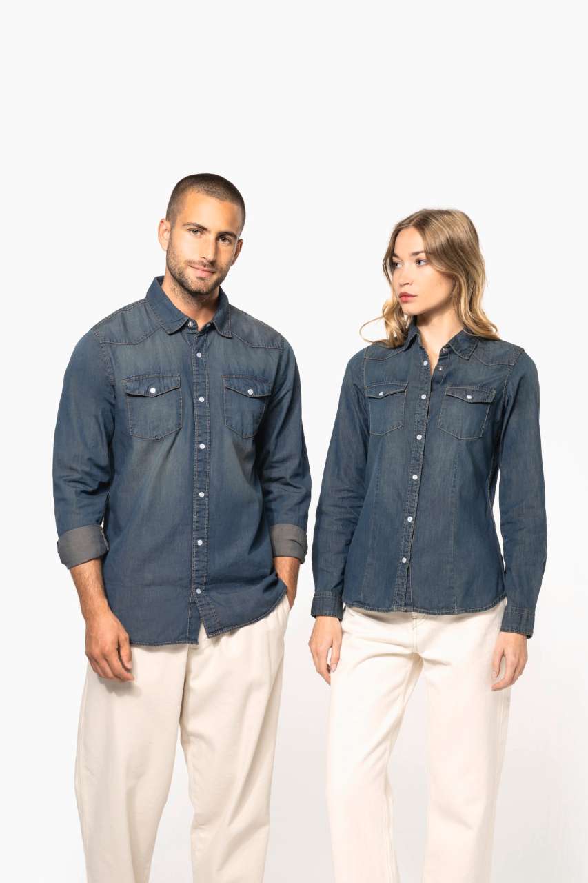LADIES' LONG-SLEEVED DENIM SHIRT