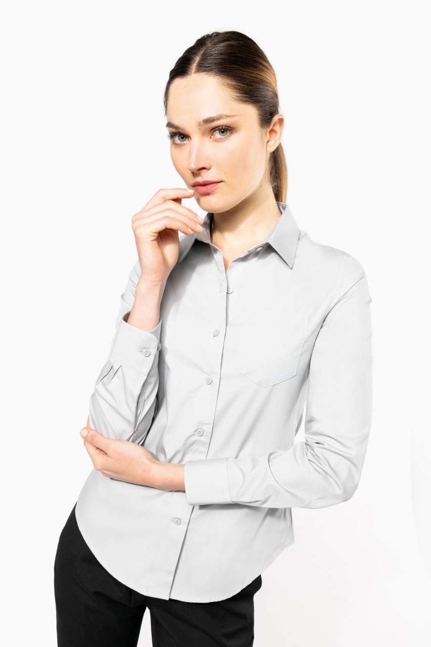 LADIES' LONG-SLEEVED COTTON POPLIN SHIRT
