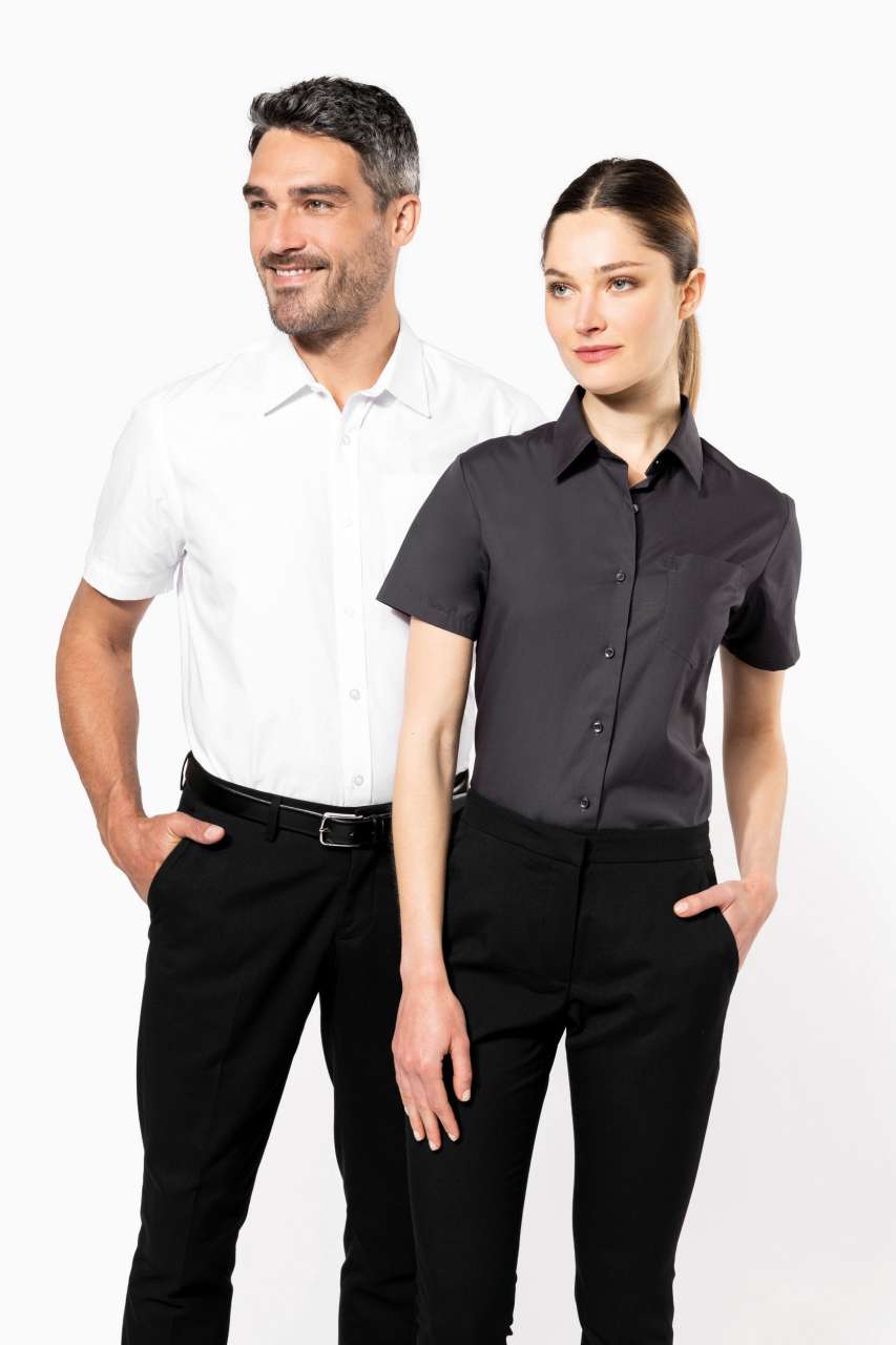 LADIES' SHORT-SLEEVED COTTON POPLIN SHIRT