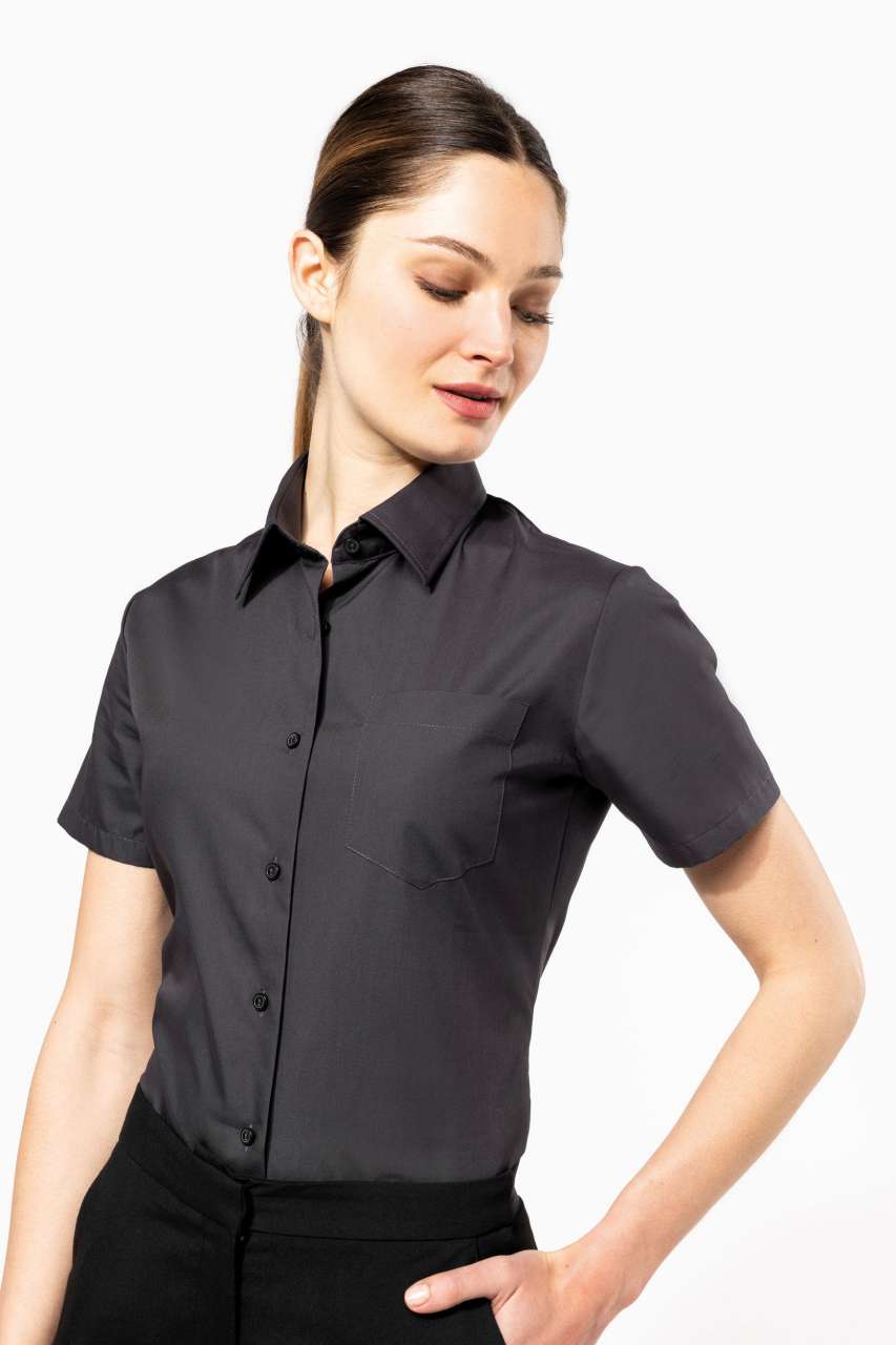 LADIES' SHORT-SLEEVED COTTON POPLIN SHIRT