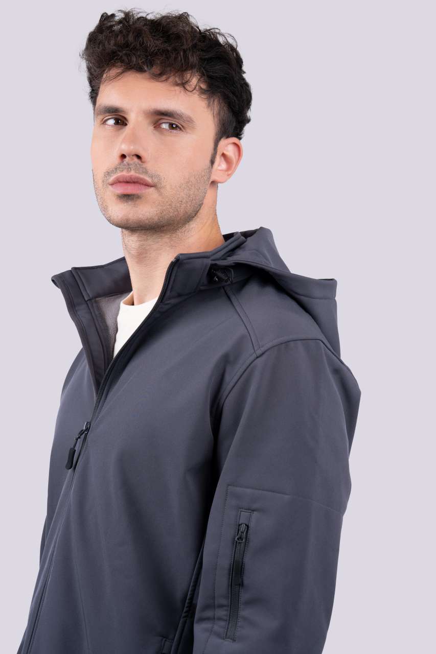MEN’S 3-LAYER DETACHABLE HOODED SOFTSHELL JACKET