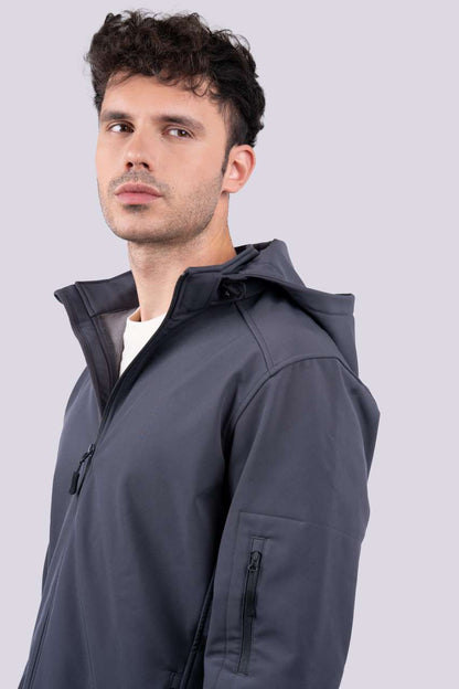 MEN’S 3-LAYER DETACHABLE HOODED SOFTSHELL JACKET