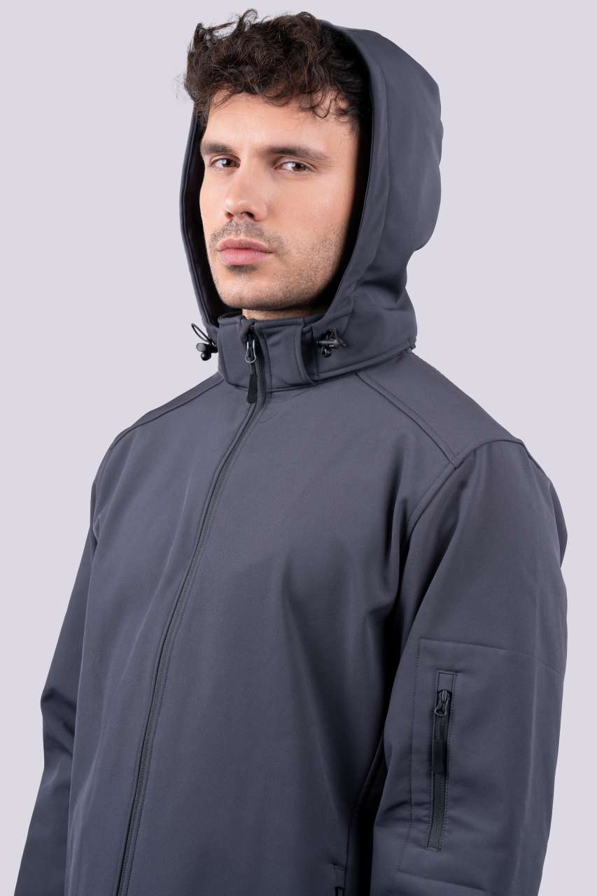 MEN’S 3-LAYER DETACHABLE HOODED SOFTSHELL JACKET