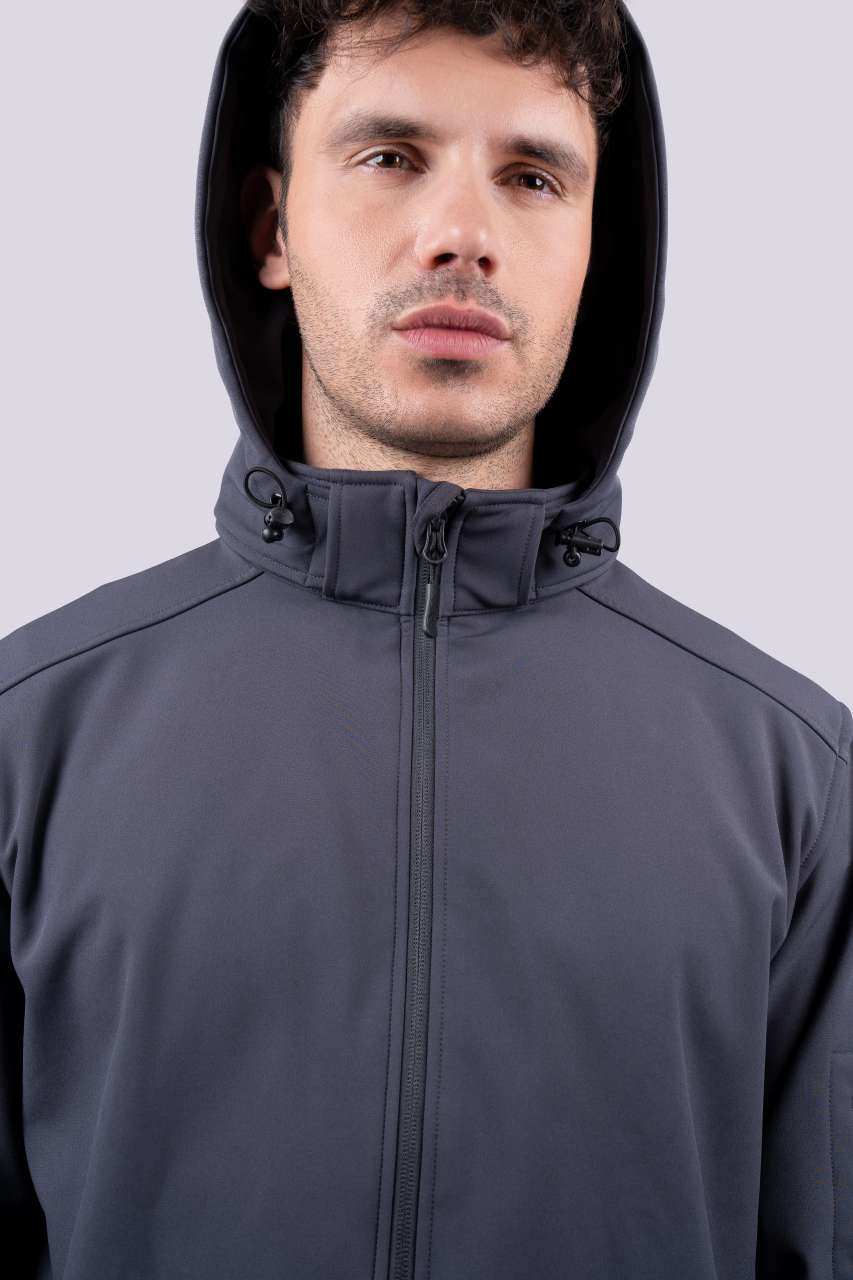 MEN’S 3-LAYER DETACHABLE HOODED SOFTSHELL JACKET
