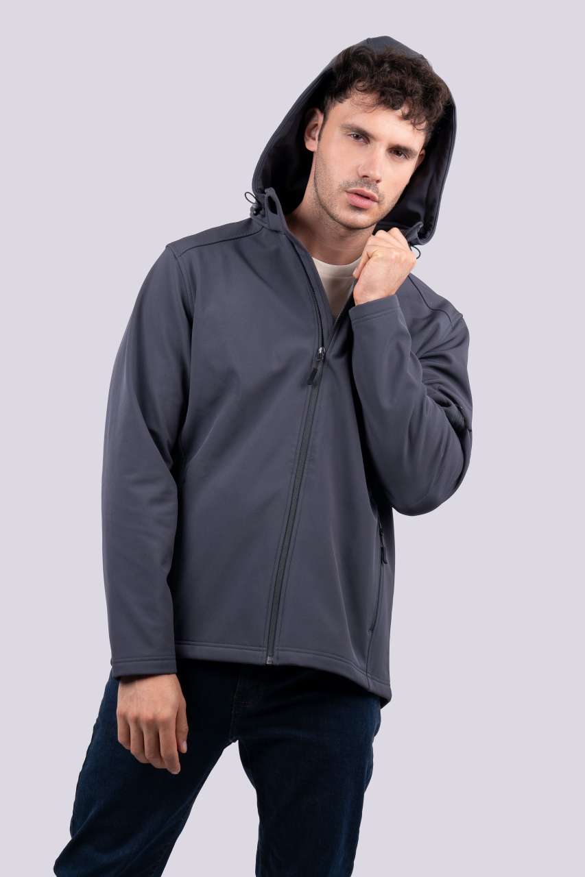 MEN’S 3-LAYER DETACHABLE HOODED SOFTSHELL JACKET