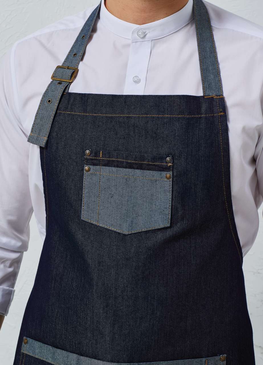 'DOMAIN' CONTRAST DENIM BIB APRON