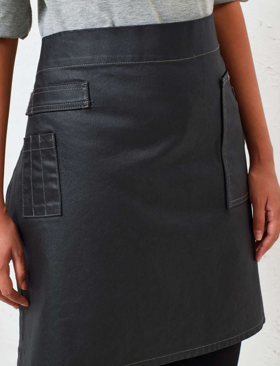 'DIVISION' WAXED LOOK DENIM WAIST APRON