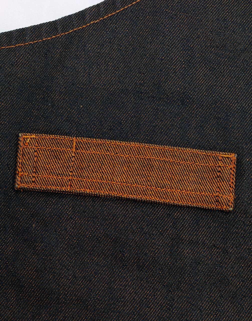 'DIVISION' WAXED LOOK DENIM BIB APRON WITH FAUX LEATHER