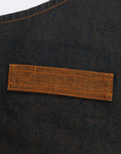 'DIVISION' WAXED LOOK DENIM BIB APRON WITH FAUX LEATHER