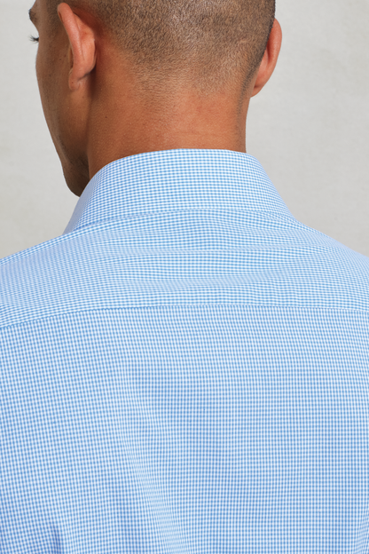 MEN'S LONG SLEEVE GINGHAM COTTON MICROCHECK SHIRT