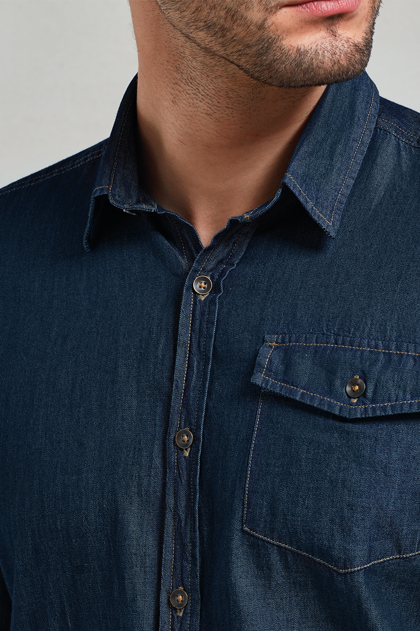 MEN’S JEANS STITCH DENIM SHIRT