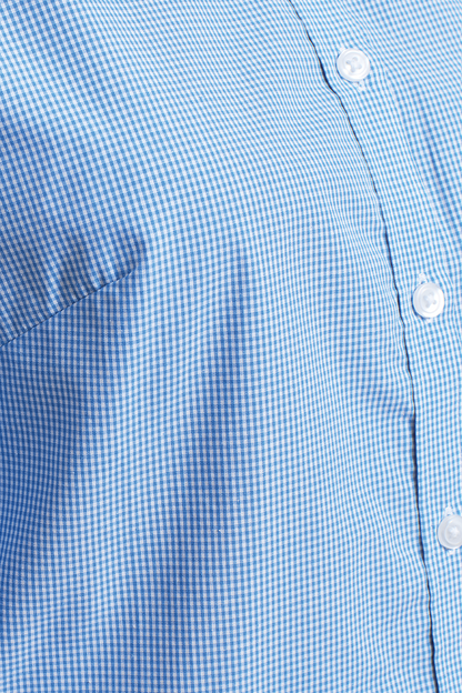 WOMEN'S LONG SLEEVE GINGHAM MICROCHECK SHIRT