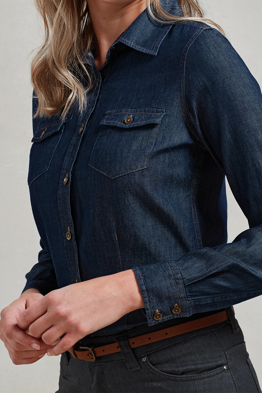 WOMEN'S JEANS STITCH DENIM SHIRT