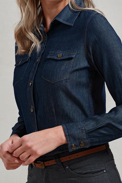 WOMEN'S JEANS STITCH DENIM SHIRT