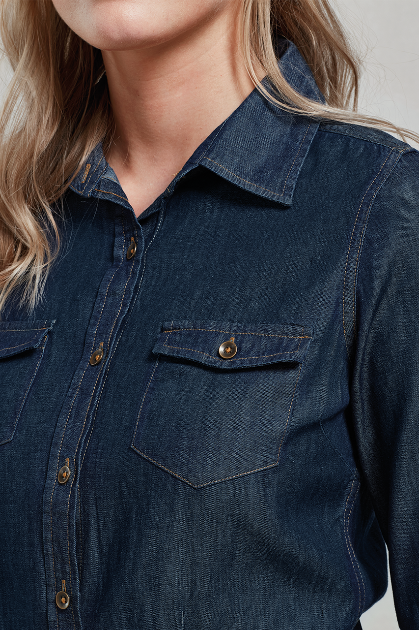 WOMEN'S JEANS STITCH DENIM SHIRT