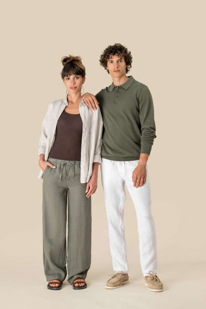 ECO-FRIENDLY MEN'S LINEN WASHED EFFECT TROUSERS