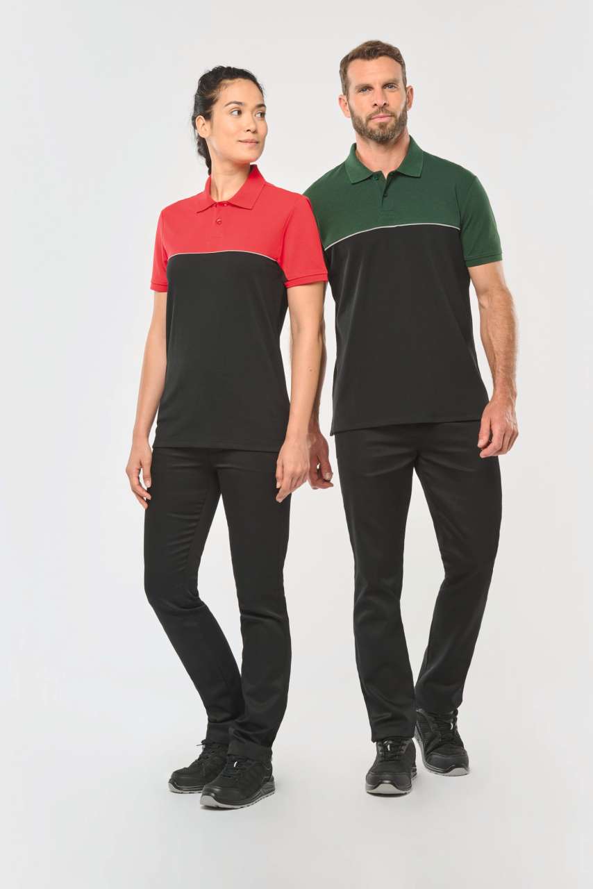 UNISEX ECO-FRIENDLY TWO-TONE SHORT SLEEVE POLO SHIRT